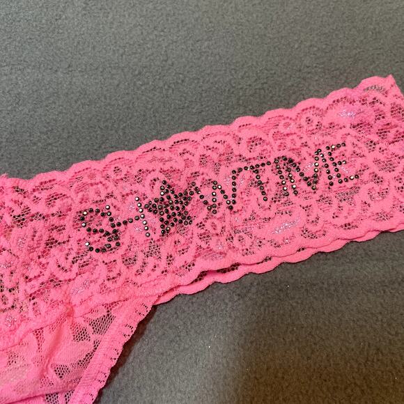 Victoria's Secret 2012 The Lacie Thong Panty Pink Showtime Sparkle Lace Waist - Picture 3 of 8